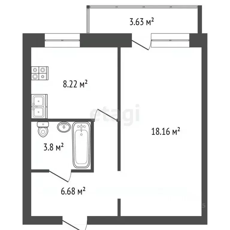 1-к кв. Самарская область, Самара пос. Мехзавод, 1-й кв-л, 38 (37.5 м) - Фото 2