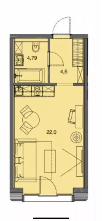 Студия Санкт-Петербург наб. Макарова, 58 (31.0 м) - Фото 0
