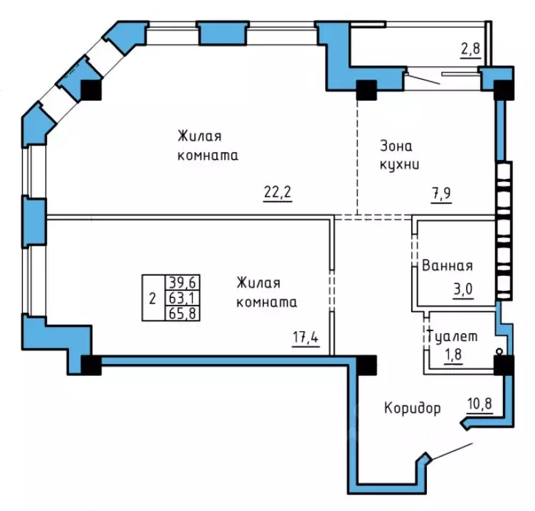 2-к кв. Хакасия, Абакан Колхозная ул., 43 (64.1 м) - Фото 0