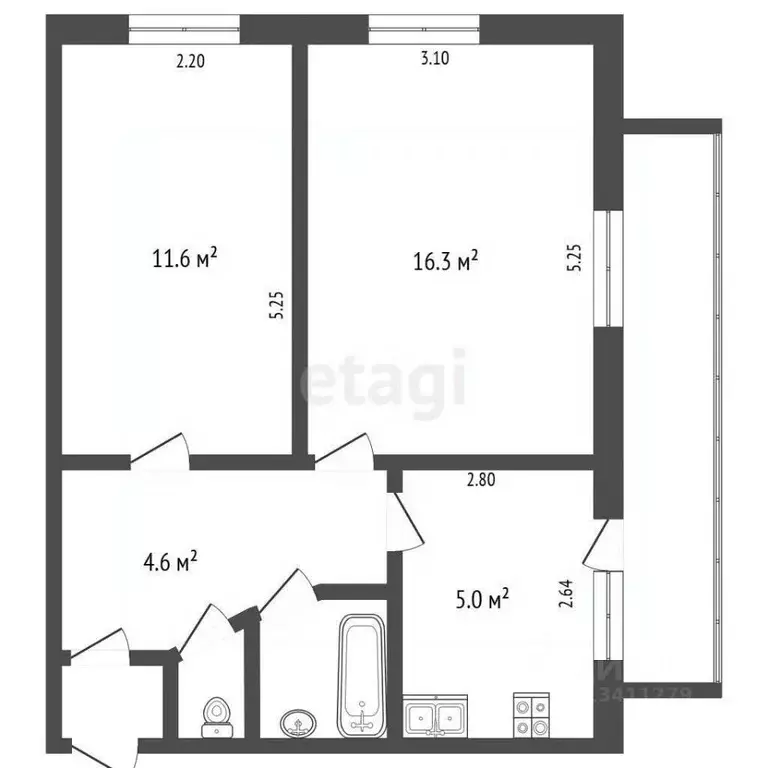 2-к кв. Белгородская область, Белгородский район, Новосадовское с/пос, ... - Фото 1