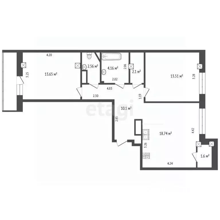 2-к кв. Тюменская область, Тюменский муниципальный округ, д. Дударева ... - Фото 2