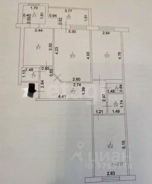 3-к кв. Татарстан, Казань просп. Победы, 222 (72.2 м) - Фото 2