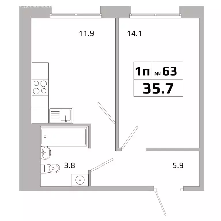 1-комнатная квартира: Иркутск, городок ИВАТУ (35.7 м) - Фото 1