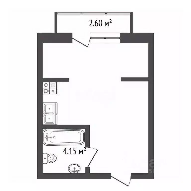 Студия Самарская область, Самара Владимирская ул., 33 (28.0 м) - Фото 2