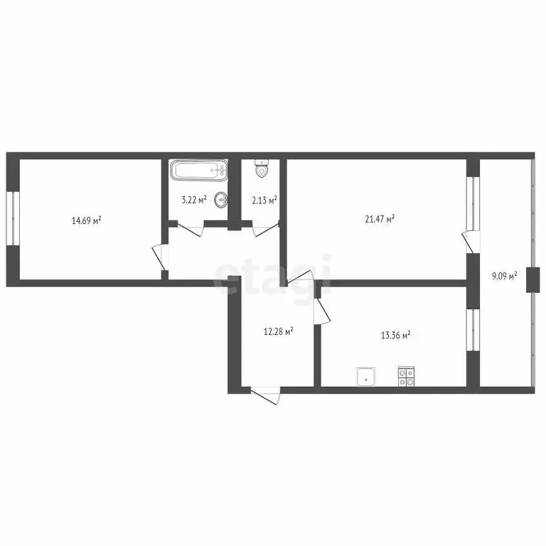 2-комнатная квартира: Тюмень, улица Тимофея Кармацкого, 9 (67.7 м) - Фото 0
