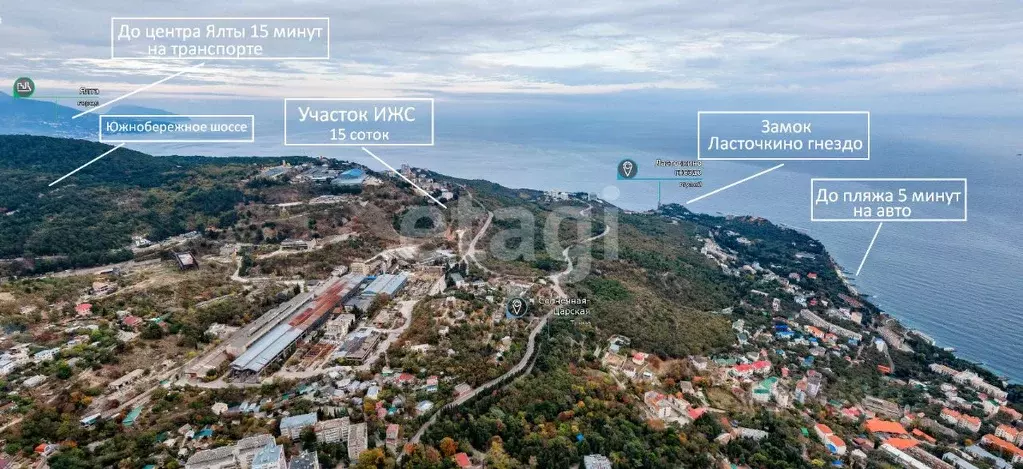 Участок в Крым, Ялта муниципальный округ, Гаспра пгт ш. ... - Фото 1