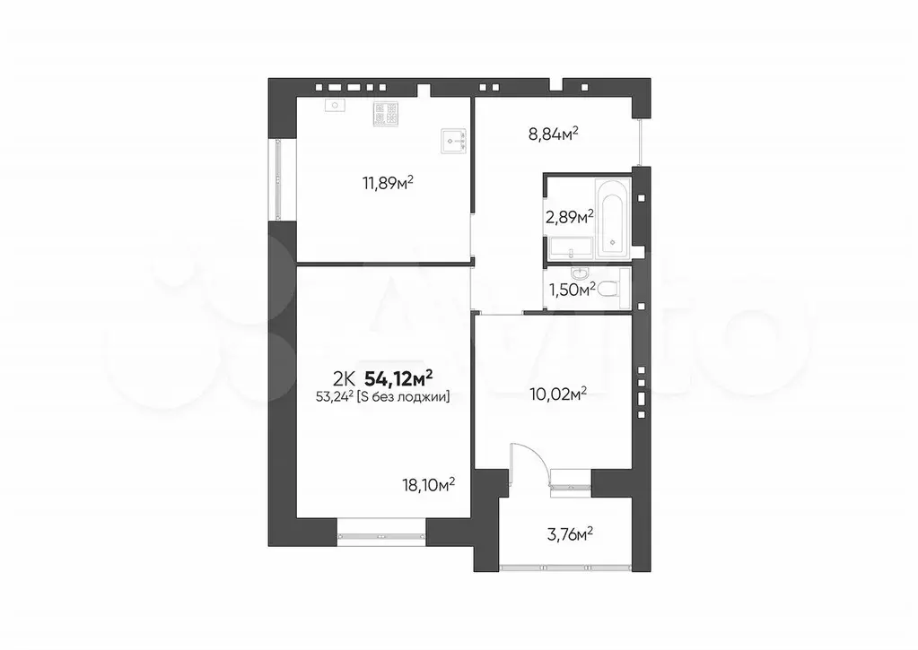 2-к. квартира, 55,1 м, 4/4 эт. - Фото 1