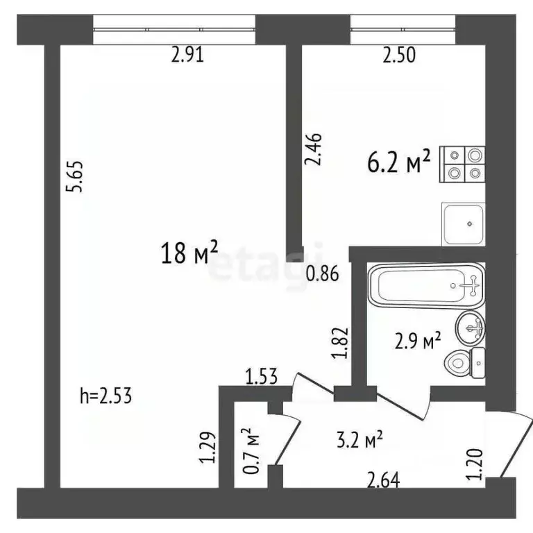 1-к кв. Владимирская область, Ковров ул. Лопатина, 46 (30.3 м) - Фото 1
