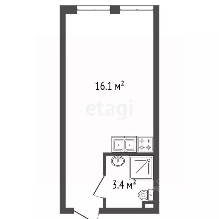 Студия Санкт-Петербург пос. Парголово, проезд Толубеевский, 8к2 (22.3 ... - Фото 2