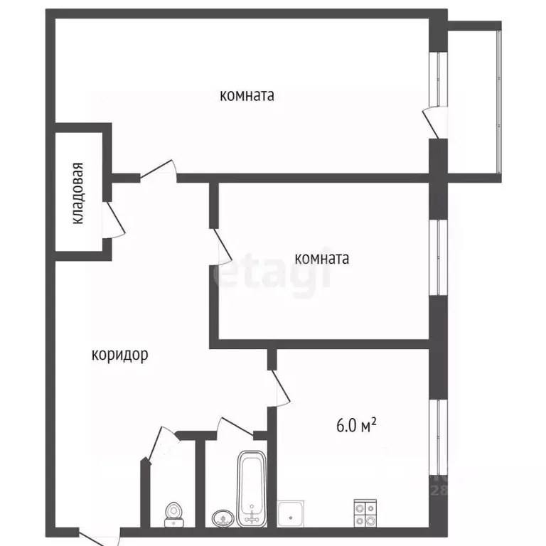 2-к кв. Вологодская область, Череповец Первомайская ул., 23 (43.5 м) - Фото 1