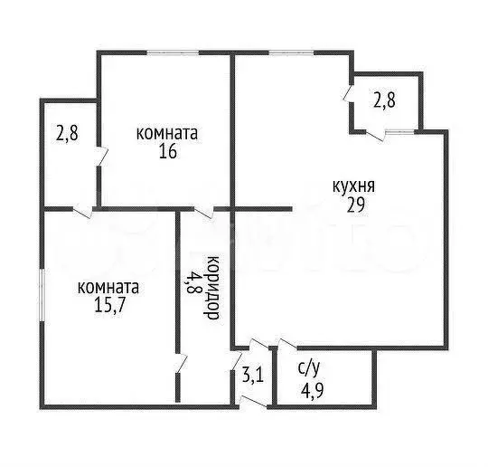 2-к. квартира, 73,8 м, 6/9 эт. - Фото 0