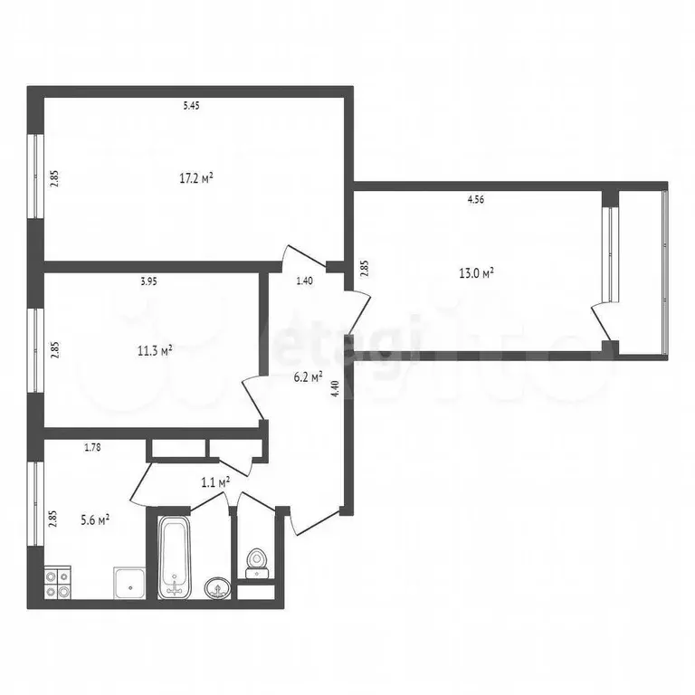 3-к. квартира, 58 м, 2/9 эт. - Фото 0