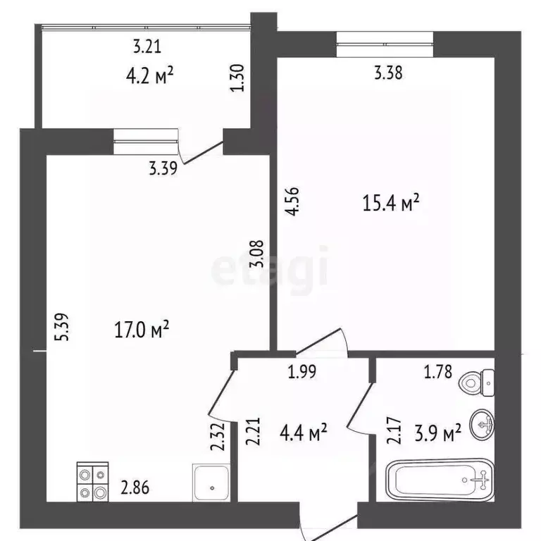 1-к кв. Башкортостан, Стерлитамак ул. Тукаева, 27 (40.7 м) - Фото 1