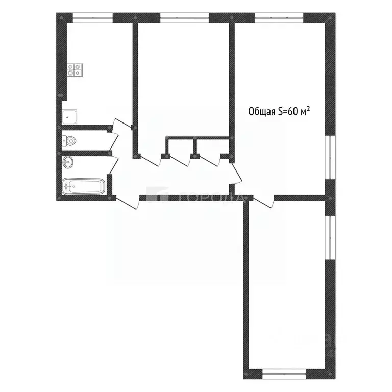 3-к кв. Алтайский край, Барнаул ул. Георгия Исакова, 251 (60.0 м) - Фото 2