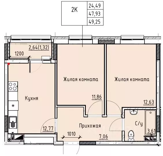 2-к кв. Ростовская область, Батайск ул. Талалихина (49.25 м) - Фото 0