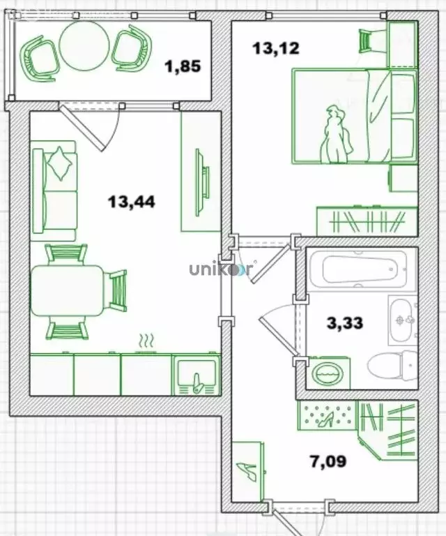 1-комнатная квартира: Уфа, улица Ахметова, 154 (39 м) - Фото 0
