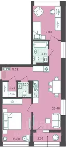2-к кв. Ханты-Мансийский АО, Ханты-Мансийск ул. Объездная, 57А (71.7 ... - Фото 0
