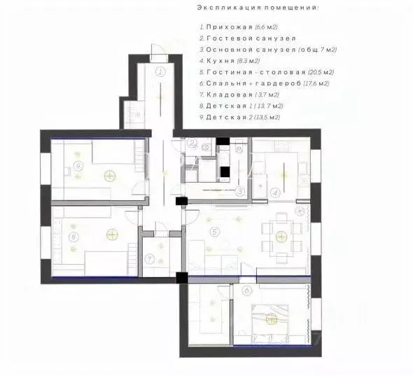 4-к кв. Москва Фрунзенская наб., 28 (101.0 м) - Фото 2