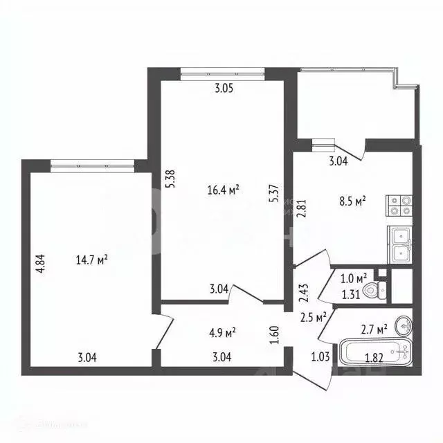 2-к кв. Санкт-Петербург Парашютная ул., 61к1 (51.5 м) - Фото 2