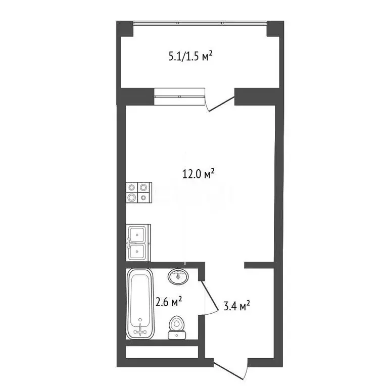 Квартира-студия: село Сукко, Мирная улица, 9к2 (19.5 м) - Фото 1