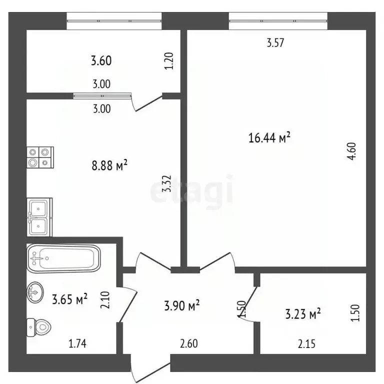 1-к кв. Самарская область, Самара Гая ул., 20 (39.5 м) - Фото 2