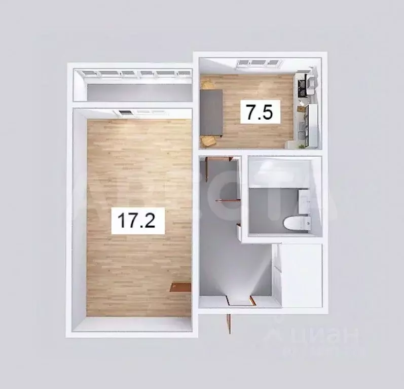 1-к кв. Омская область, Омск Заозерный мкр, ул. Бородина, 15 (35.8 м) - Фото 2