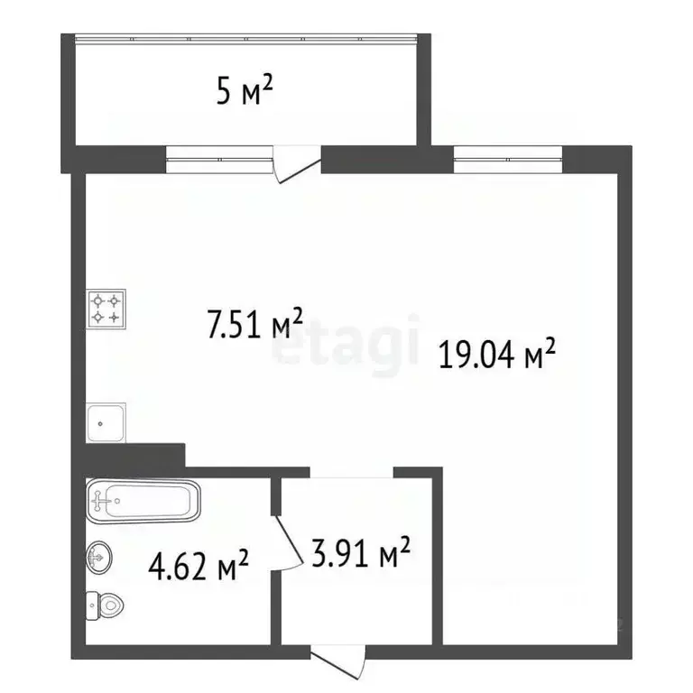 Студия Красноярский край, Красноярск Соколовская ул., 20В (36.58 м) - Фото 2