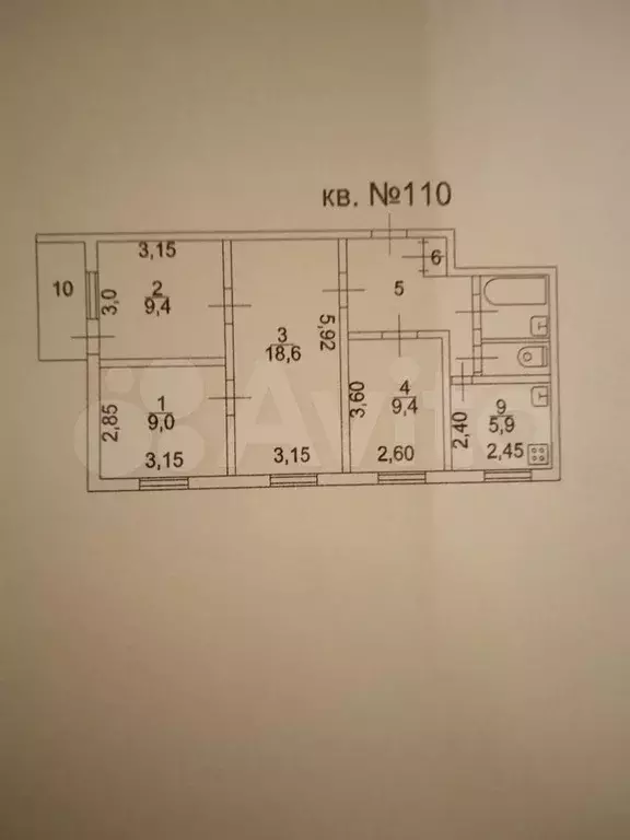 4-к. квартира, 63 м, 1/9 эт. - Фото 0