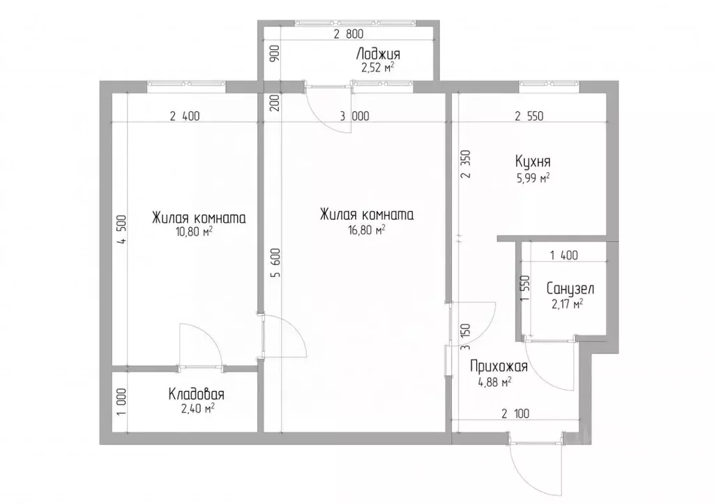 2-к кв. Кабардино-Балкария, Нальчик просп. Ленина (43.7 м) - Фото 1