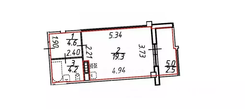 Студия Санкт-Петербург бул. Александра Грина, 1 (28.1 м) - Фото 2
