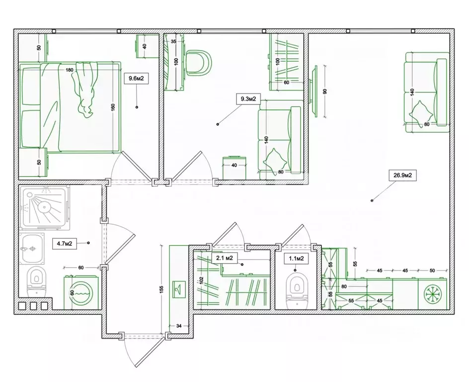 3-к кв. Московская область, Одинцовский городской округ, ... - Фото 2