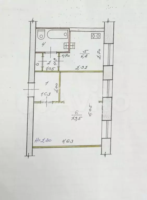 1-к. квартира, 34,9 м, 2/2 эт. - Фото 0