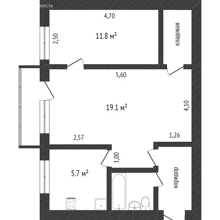 2-комнатная квартира: Ярославль, улица Титова, 16 (43.3 м) - Фото 1
