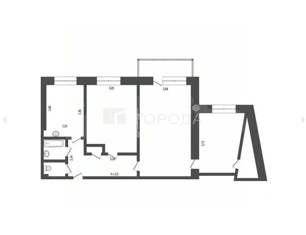 3-к кв. Кемеровская область, Новокузнецк ул. Косыгина, 5 (62.7 м) - Фото 1