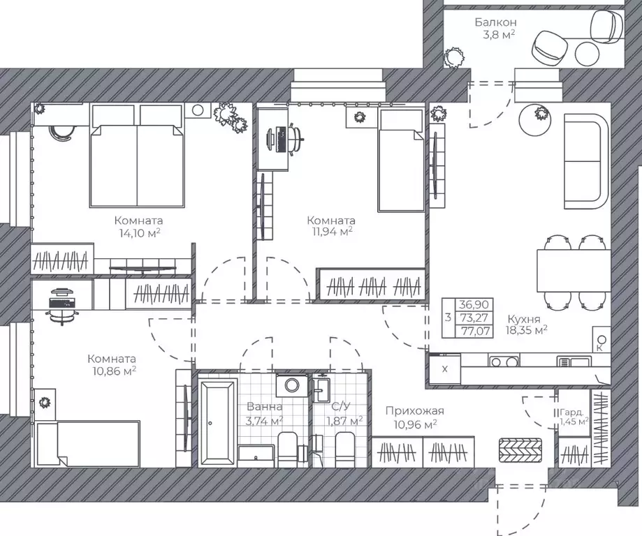 3-к кв. Ярославская область, Ярославль Липовая Гора жилрайон, ул. ... - Фото 2