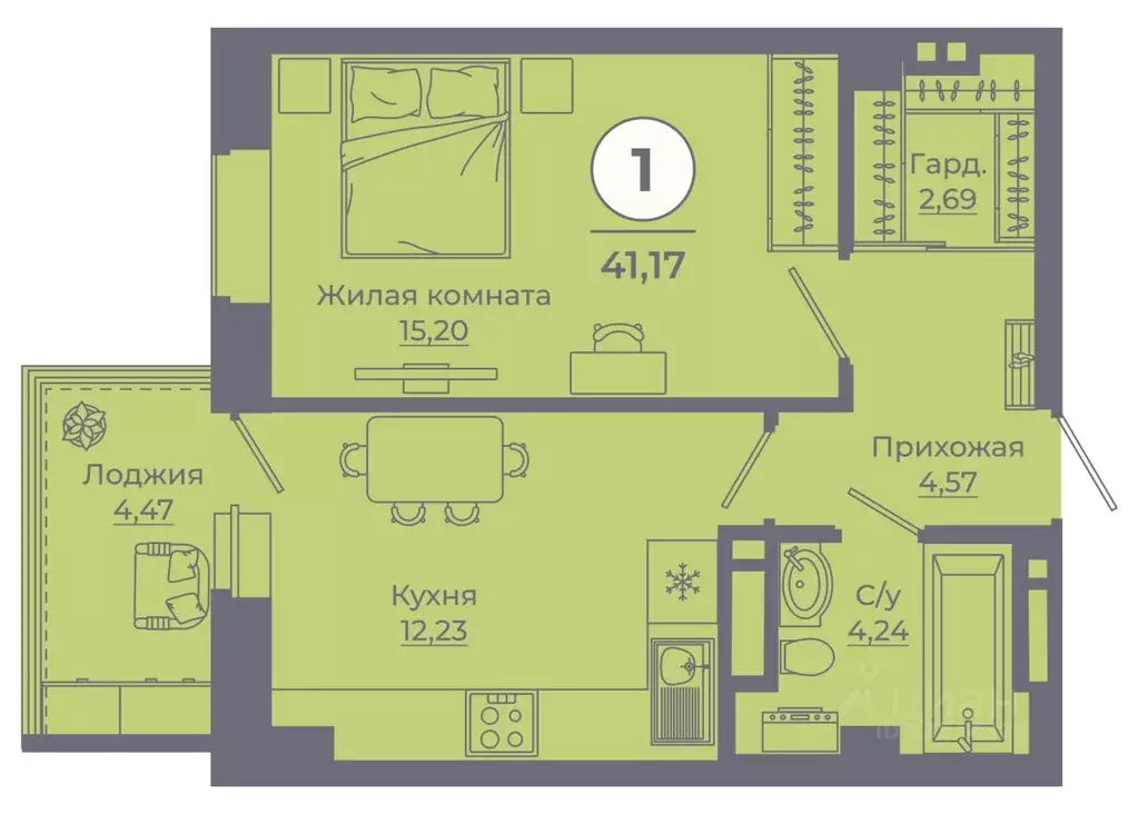 1-к кв. Ростовская область, Ростов-на-Дону Левенцовский мкр, ... - Фото 1