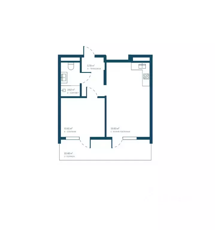 1-к кв. Крым, Саки Птица жилой комплекс (50.33 м) - Фото 1