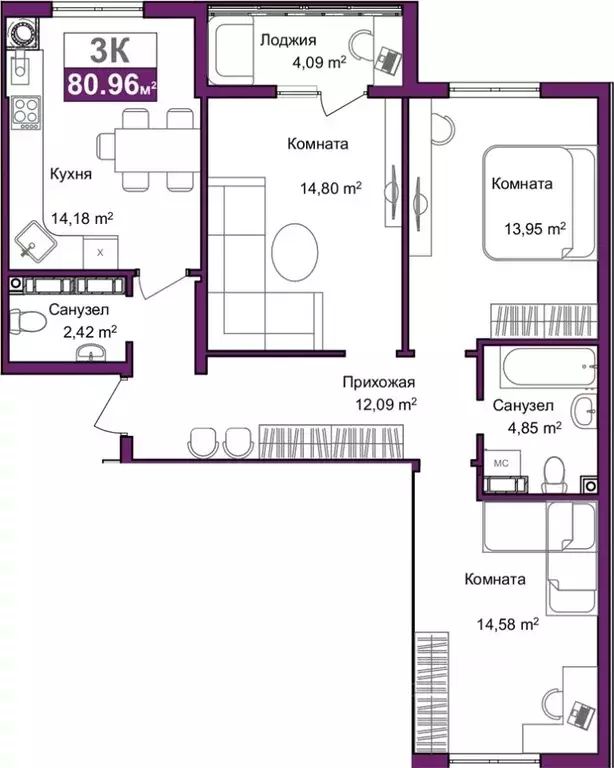 3-к кв. Крым, Симферополь ул. Батурина (78.91 м) - Фото 0