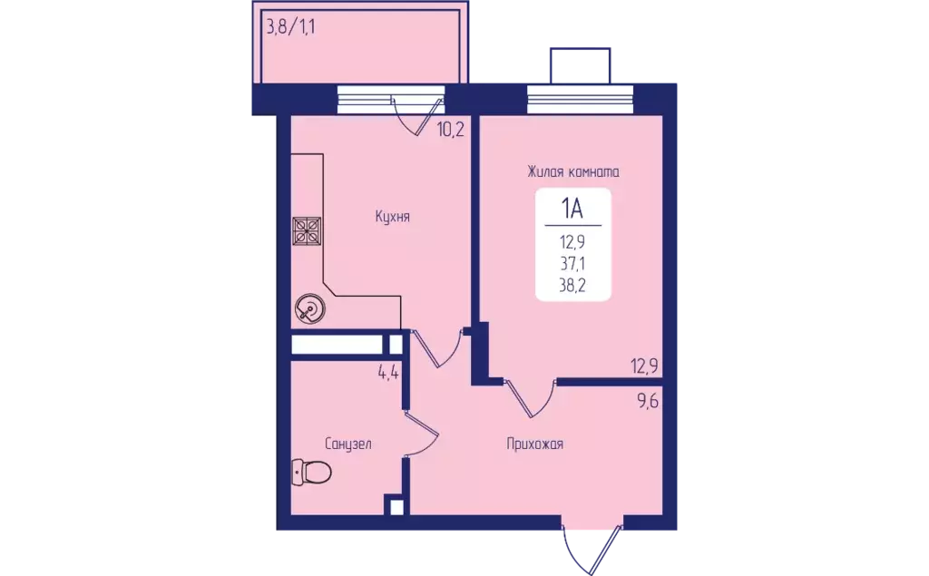 Продаётся 1-к квартира, 37.9 м - Фото 1