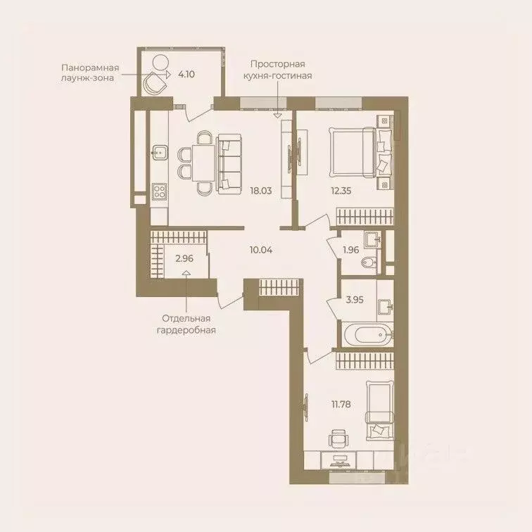 2-к кв. Ханты-Мансийский АО, Ханты-Мансийск ул. Энгельса, 18 (65.17 м) - Фото 0