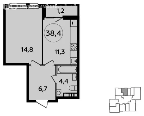 1-комнатная квартира: Москва, Бартеневская улица, 16 (38.4 м) - Фото 0