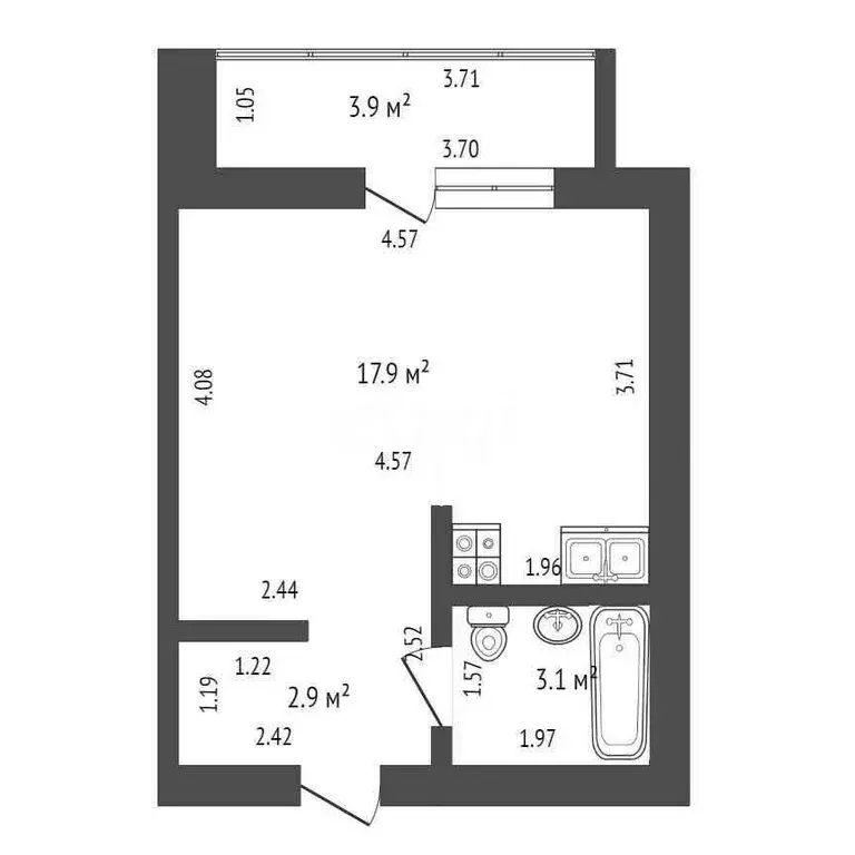 Квартира-студия: Стерлитамак, проспект Октября, 42 (24.3 м) - Фото 1