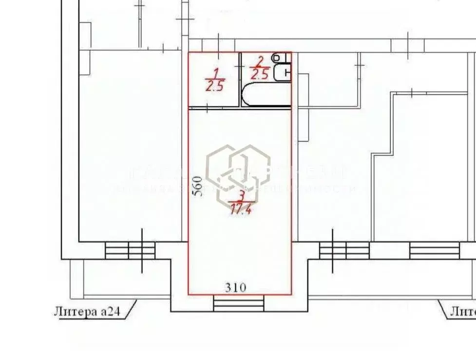 Студия Свердловская область, Полевской ул. Ленина, 37 (22.4 м) - Фото 2