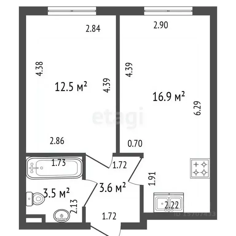 1-к кв. Санкт-Петербург ул. Архивная, 3к1 (36.5 м) - Фото 2