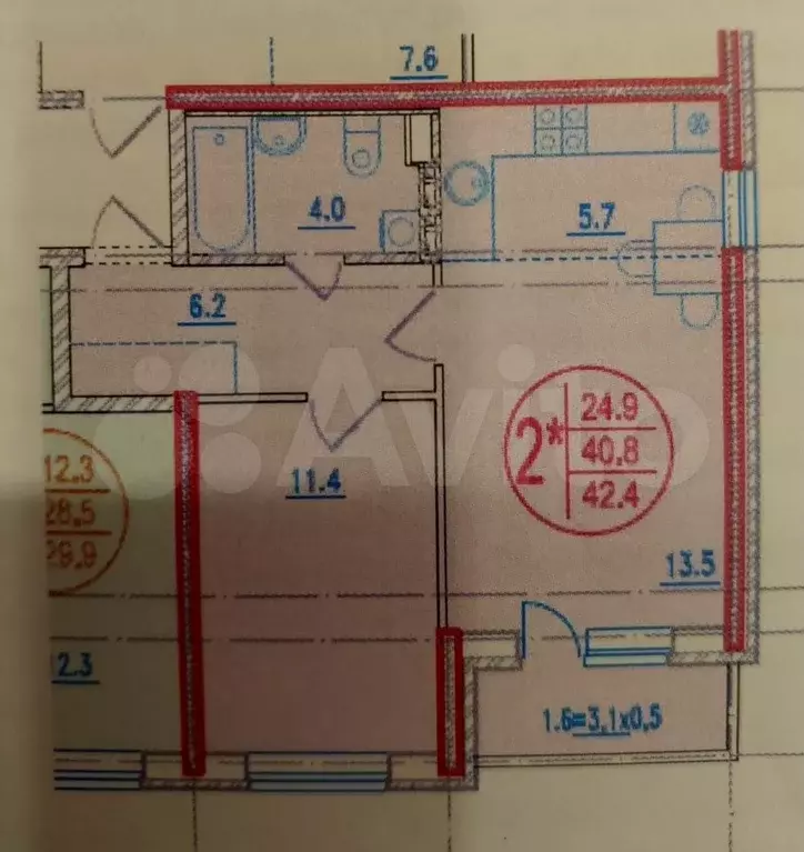 2-к. квартира, 41 м, 4/5 эт. - Фото 0
