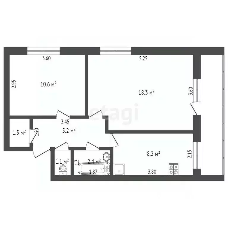 2-к кв. Саха (Якутия), Якутск Ново-Карьерная ул., 20/2 (47.3 м) - Фото 2