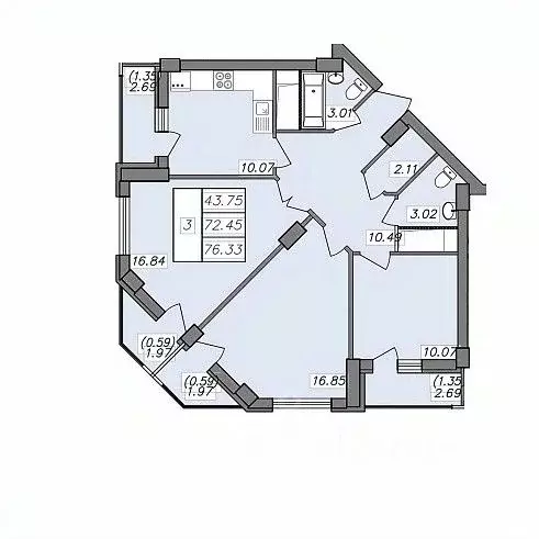 3-к кв. Воронежская область, Воронеж Волгоградская ул., 45 (76.33 м) - Фото 0