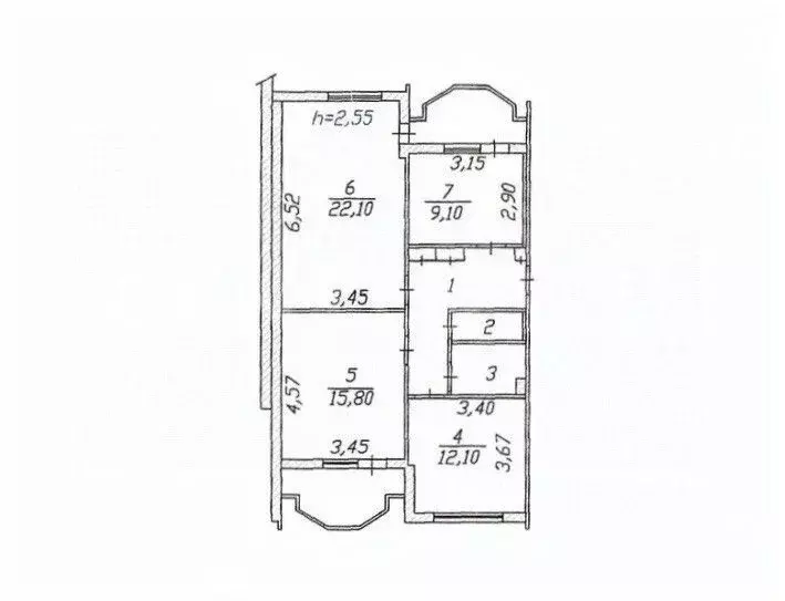 3-к кв. Чувашия, Чебоксары Альгешево мкр, ул. Розы Люксембург, 3 (82.9 ... - Фото 1