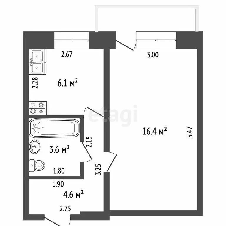 1-комнатная квартира: Ишим, Большая улица, 169 (30.8 м) - Фото 0