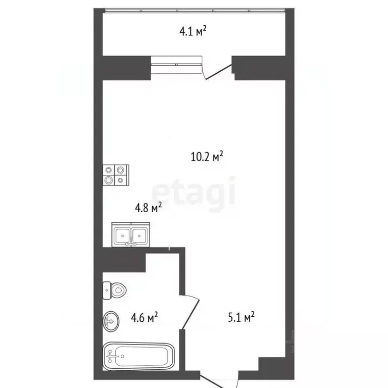 Студия Свердловская область, Екатеринбург ул. Амундсена, 2 (29.0 м) - Фото 2